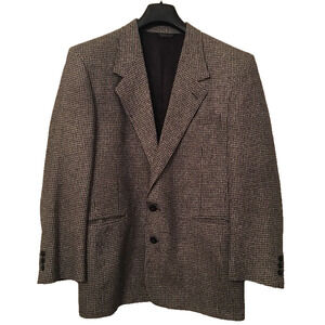 41R Today's Man Vintage 2 Button Black Houndstooth Sport Coat Jacket